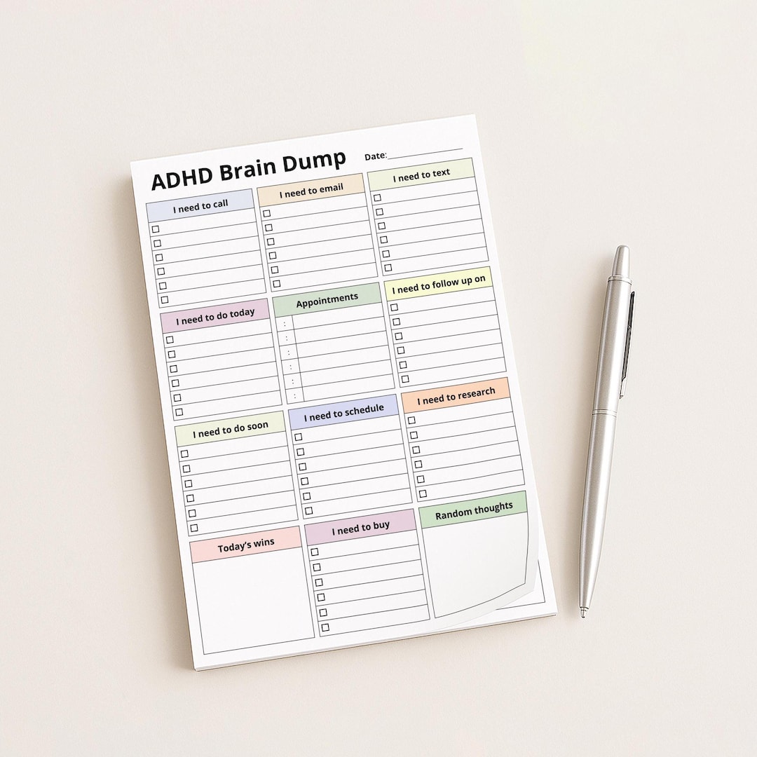 ADHD Daily Planner Pad: Pastel Checklist, Pocket Sticky Note Notepad (4 ...