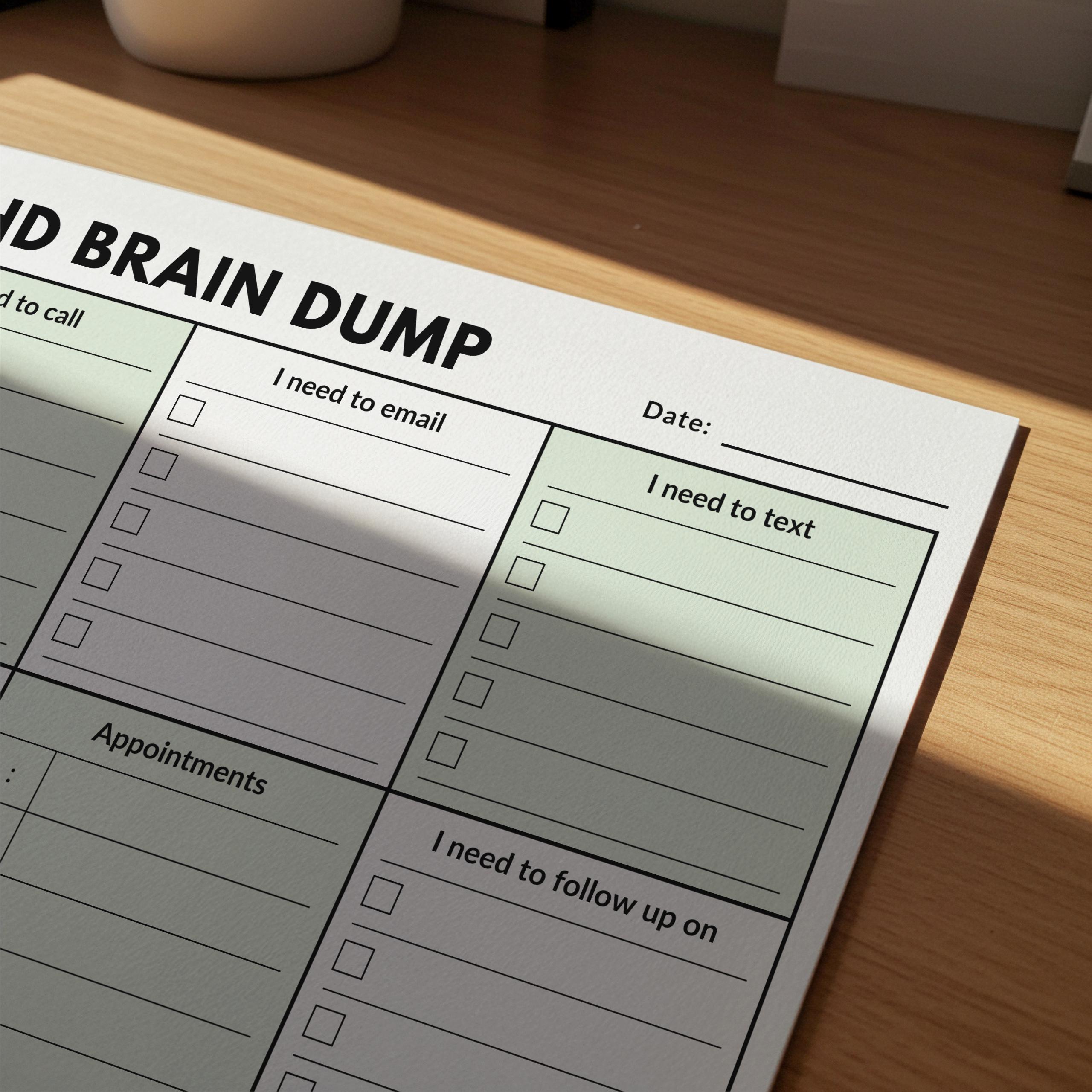 ADHD Brain Dump Printable Daily Planner PDF, Neurodivergent Planner, A4 ...