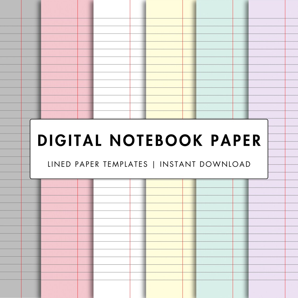 Colorful Digital Notebook Paper: College Ruled A4 & Letter (PDF) - Etsy