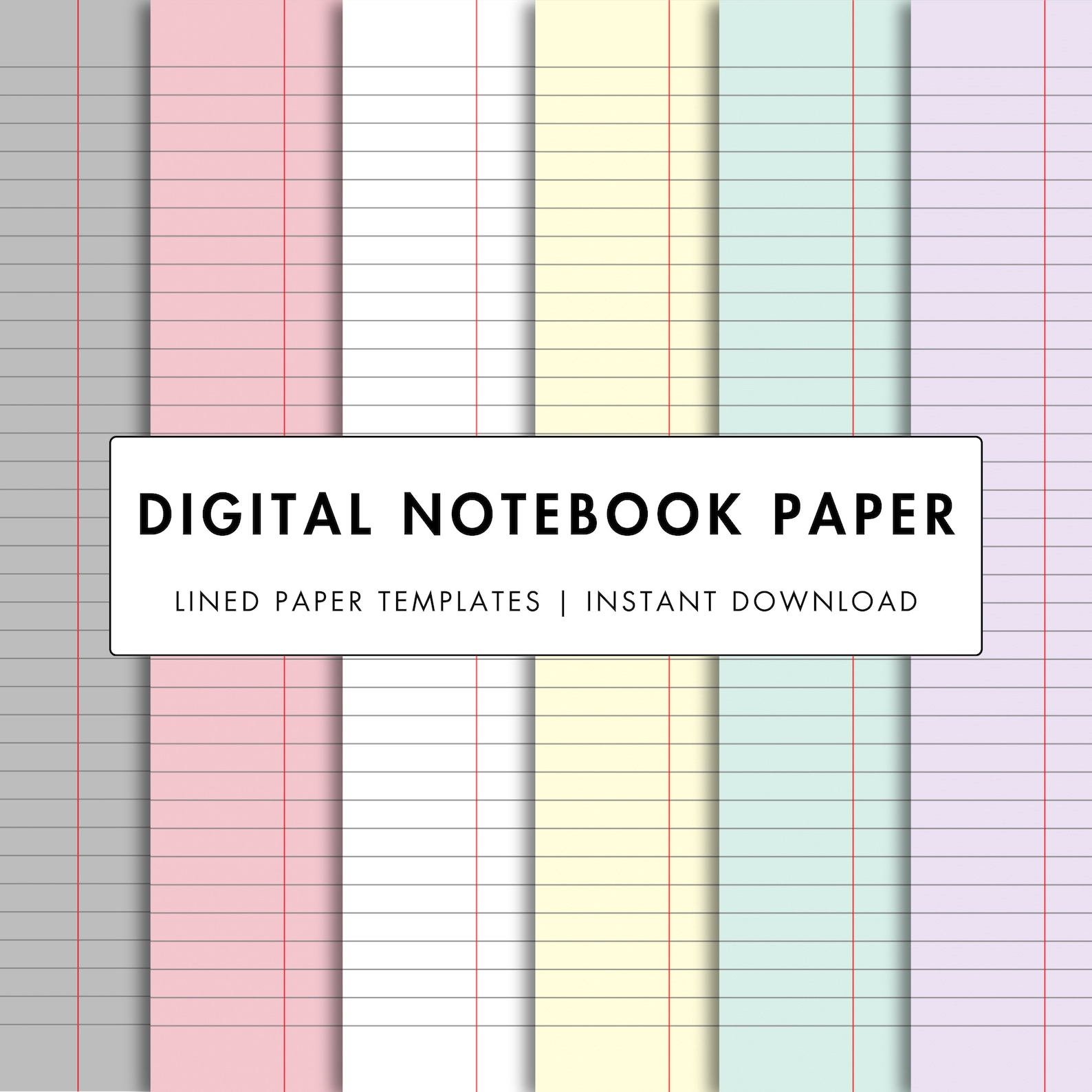 Digital Ruled Notebook Colorful Digital Notebook Paper: College Ruled A4 & Letter (PDF) - Etsy