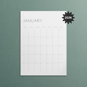 2026 Minimalist Calendar Printable: Monthly Planner (PDF Download)