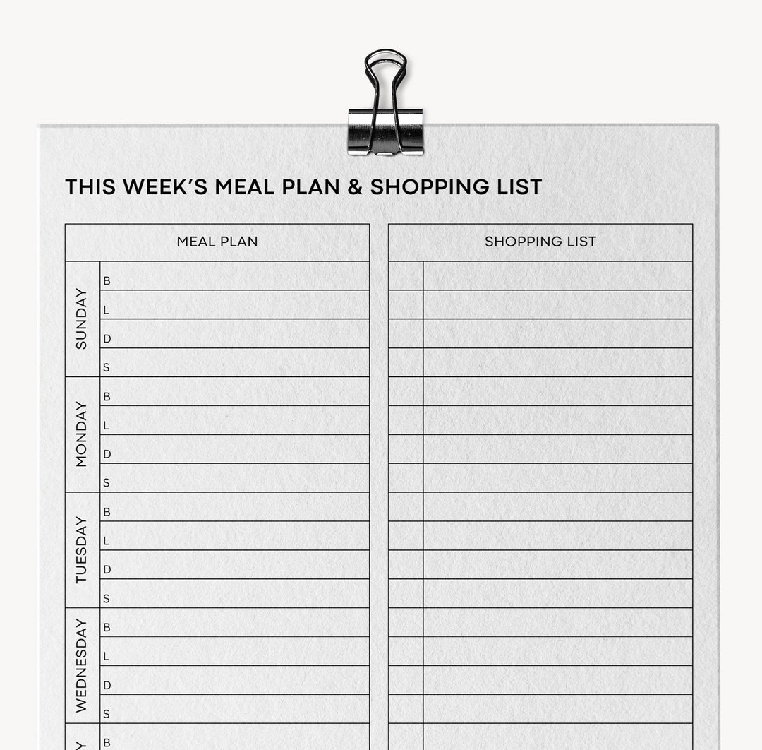 Weekly Meal Planner Printable: Grocery List, A4 & Letter (PDF Download ...