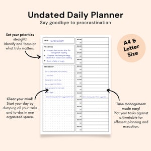 Visual representation of a digital daily planner showcasing timeboxing features, emphasizing organized sections for tasks and schedules available for instant download.