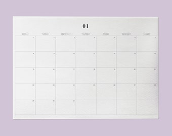 2024 Kalender zum Ausdrucken Minimalistischer Monatskalender 2024 Querformat | A4, A3, Letter, Ledger | Montag & Sonntag Start | Sofort Download PDF
