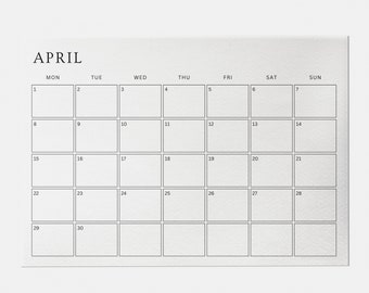 2024 Kalender Druckbarer Monatsplaner 2024 Horizontaler Kalender | A4 und Letter Format | Montag & Sonntag Start | Sofort Download
