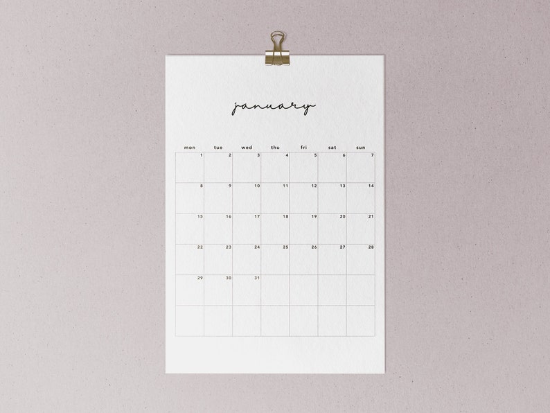 2024 Monthly Planner Printable Calendar 2024 PDF Letter, 11x17, A4, A3 Vertical Calendar Monday & Sunday Start Instant Download PDF image 1