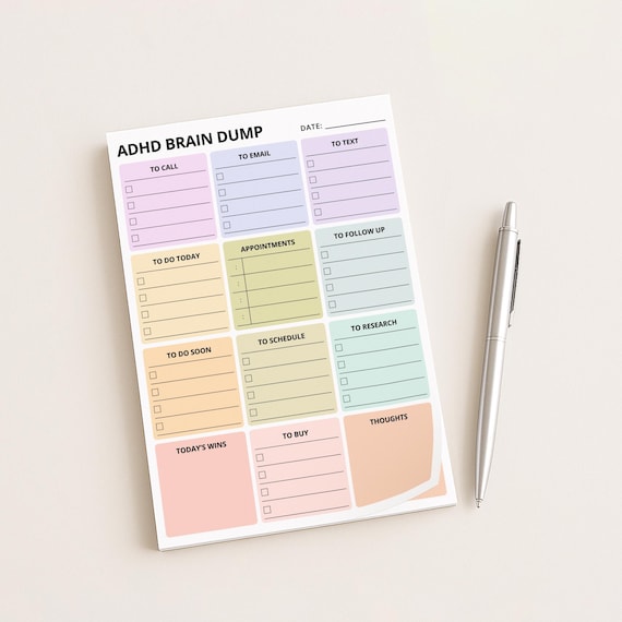 ADHD Brain Dump Sticky Notepad 4x6" | Post-it® Pad 50 Sheets