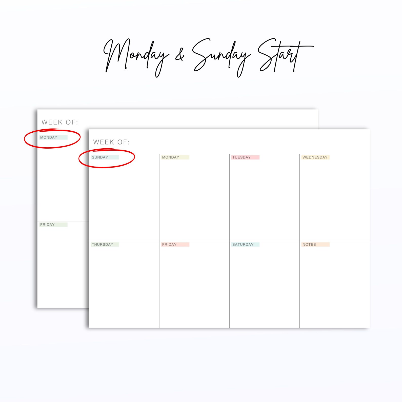 Minimalist Weekly Planner: Pastel Headers, Spacious Design (A4, Letter ...