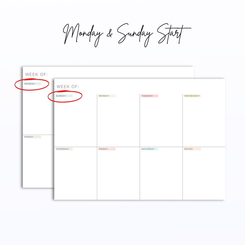 Minimalist Weekly Planner: Pastel Headers, Spacious Design (A4, Letter ...