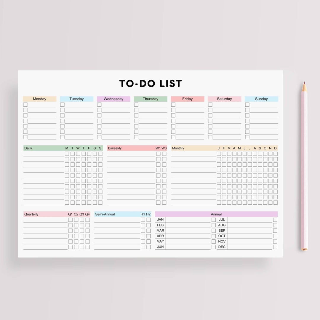 Daily Weekly Monthly To Do List