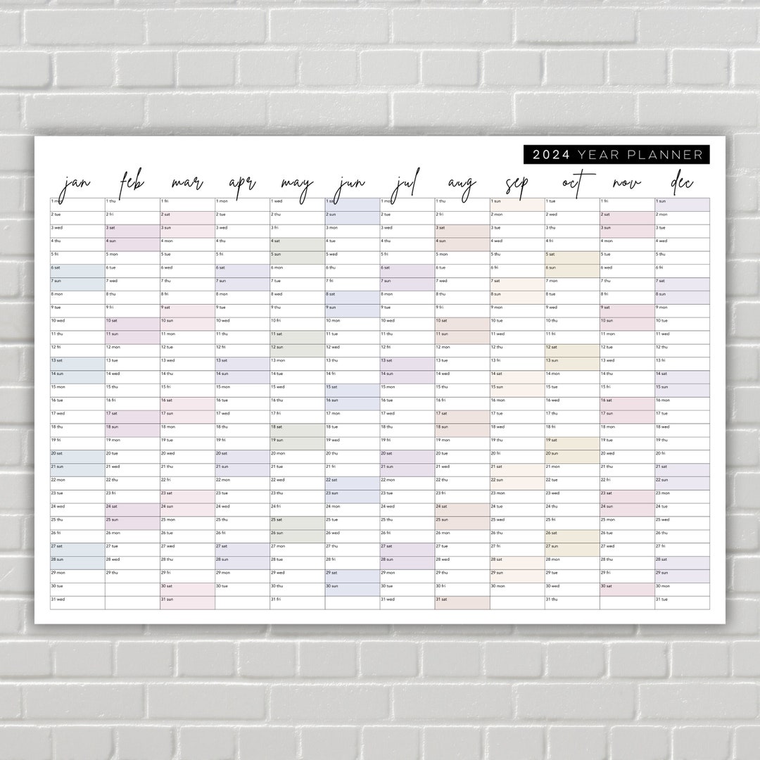Large Wall Calendar 2024 Printable Year Calendar 2024 Annual Planner ...