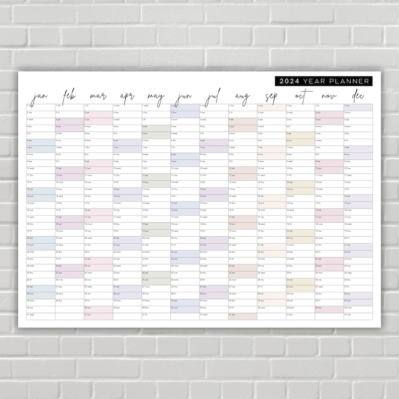 Large Wall Calendar 2024 Printable Year Calendar 2024 Annual Planner