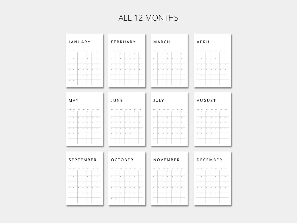 Printable Calendar 2023 Monthly Planner 2023 A4 Letter Etsy Ireland