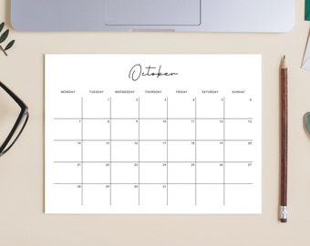 Printable 2024 Monthly Calendar PDF | Minimalist Calendar | Sunday & Monday Start | Ledger, Letter, A4 and A3 Size | Instant Download