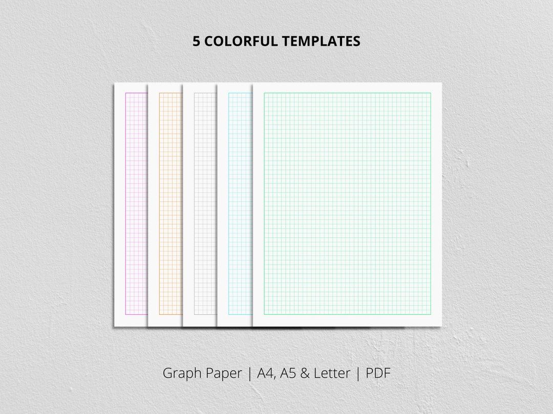 5 Printable Colorful Graph Paper Pack | 5mm Graph Grid Notebook Pages ...