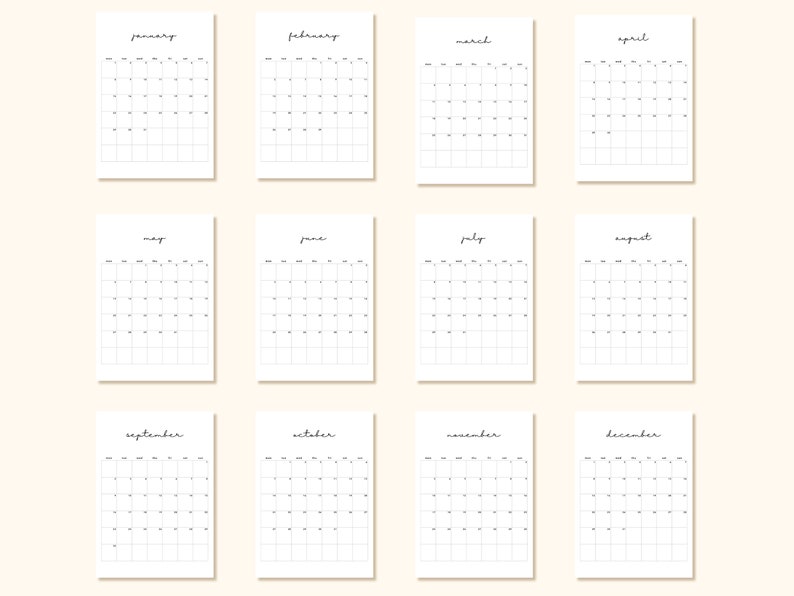 2024 Monthly Planner Printable Calendar 2024 PDF Letter, 11x17, A4, A3 Vertical Calendar Monday & Sunday Start Instant Download PDF image 6