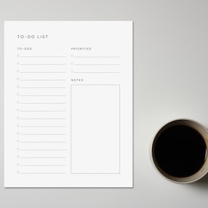 Printable To Do List Template | A4, A5, Letter and Half Letter | Printable Daily Planner | Daily Priorities Checklist | Instant Download PDF