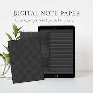 Modelli di carta digitale per prendere appunti / Carta a righe, a pois, a quadretti / Carta per quaderni digitali / Goodnotes, modelli di notabilità / Nero, grigio