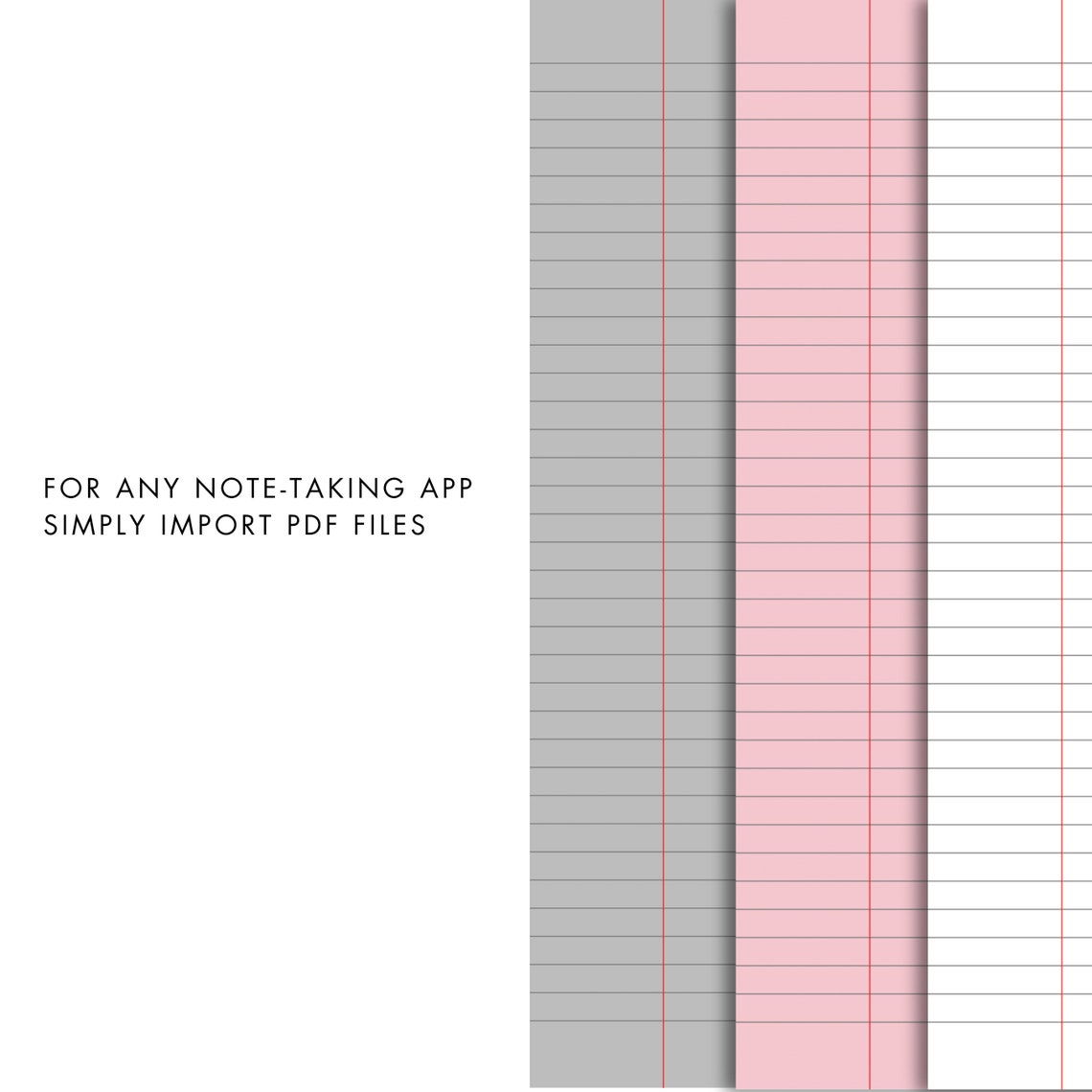 Digital Ruled Notebook Colorful Digital Notebook Paper: College Ruled A4 & Letter (PDF) - Etsy