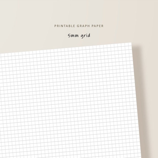 Printable Graph Paper | Basic Notebook Paper | 5mm Grid | Notebook Pages | A4, A5, Letter | Digital PDF | Instant Download