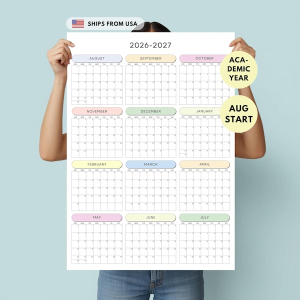 August 2026 Portrait Calendar - Etsy