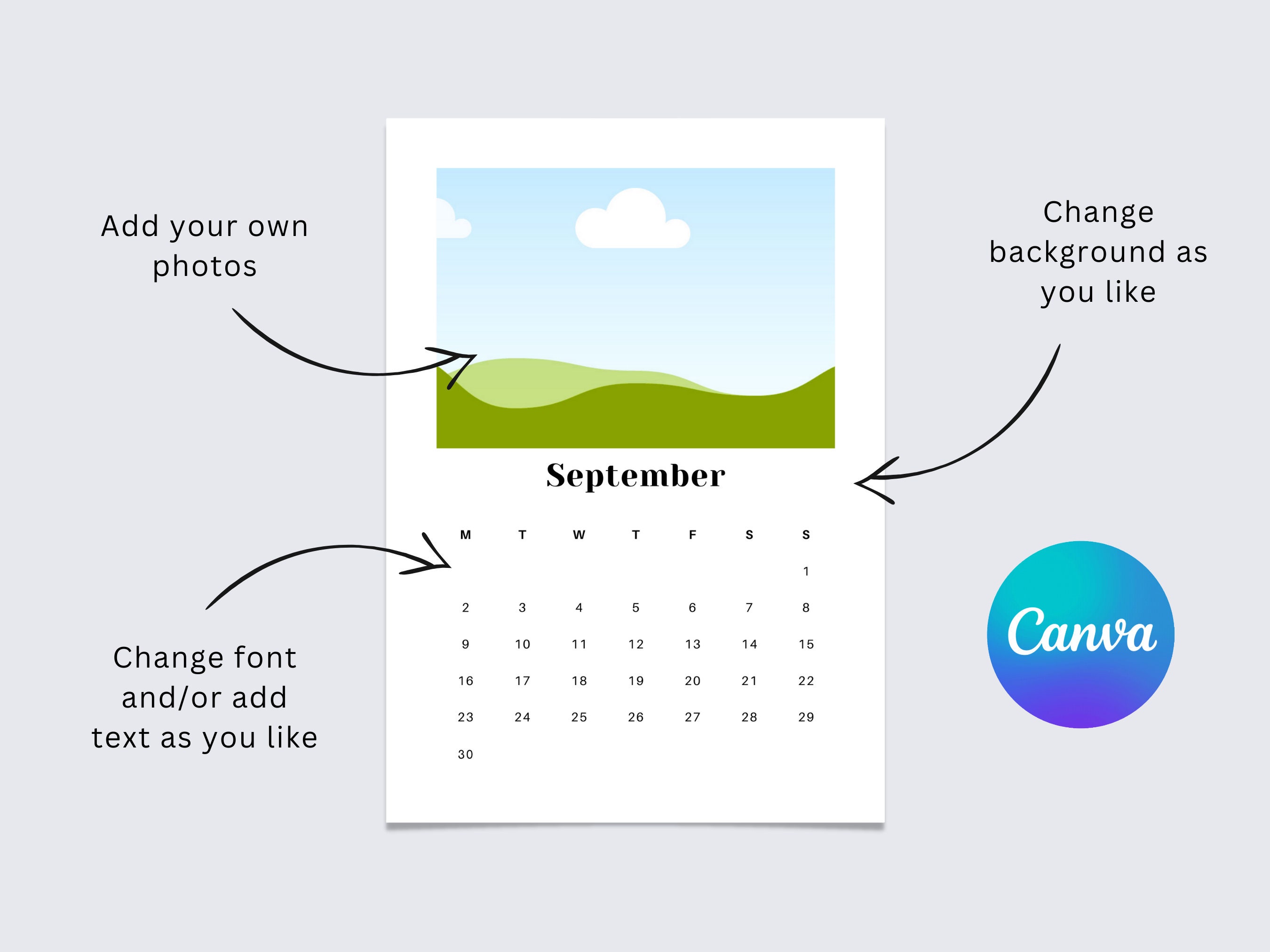 2025 Photo Calendar Template Canva Personalized Photo Calendar Custom Calendar 2025 A4 & Letter