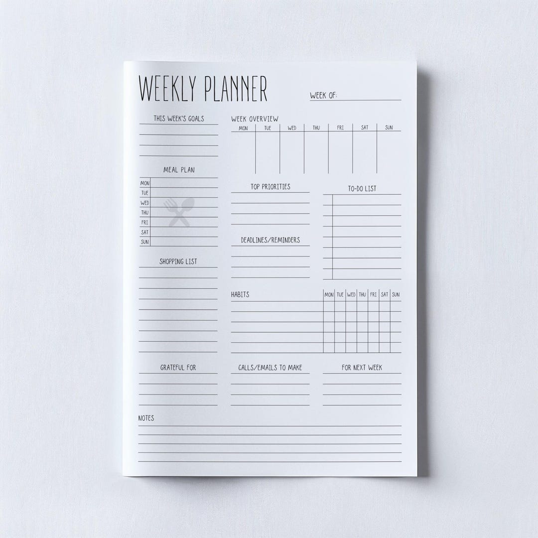 Minimalist Weekly Planner Printable: Undated A4 & Letter (PDF) - Etsy