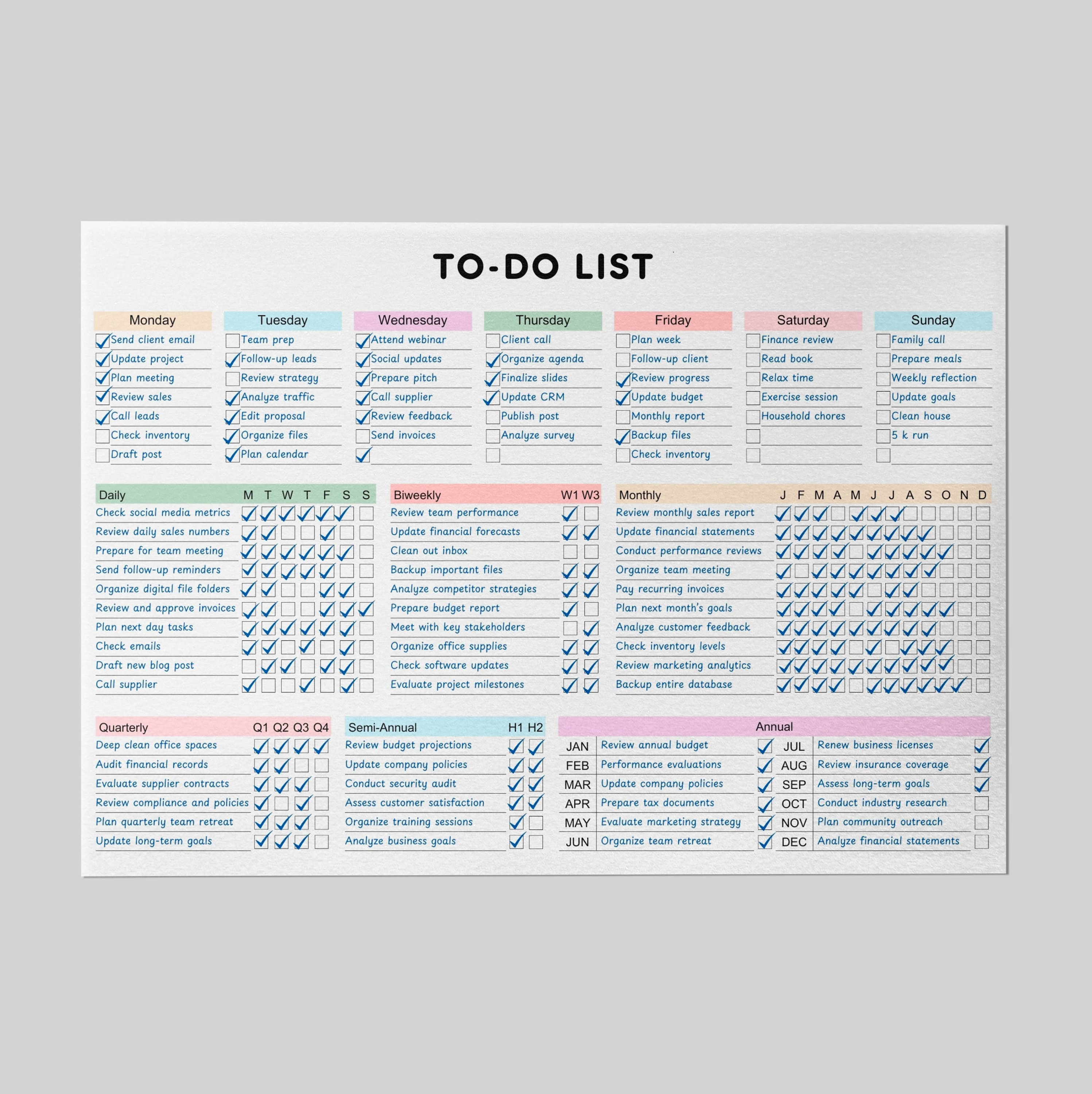 Printable to Do List Template: Daily Weekly Monthly Task Tracker (PDF ...
