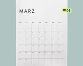 Deutscher Kalender 2026 Minimalistisch | Monatsplaner A4 & A3 Druckbar PDF