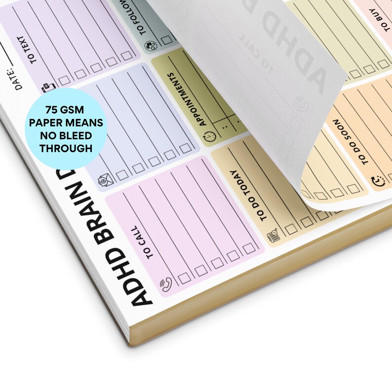 Large ADHD Brain Dump Planner Pad Tear off – 8.5x11
