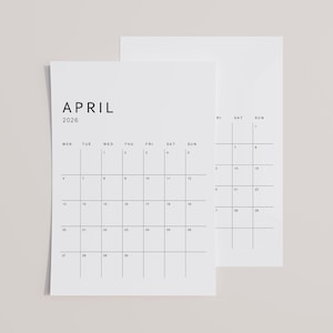 2025-2026 Mid Year Monthly Planner | July 2025 - June 2026 | A4, A3, US Letter, Tabloid | Sunday & Monday Start | Minimalist Calendar PDF