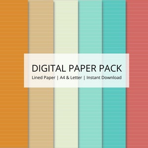 Digital Paper | Multi-Colored | College Ruled, Lined Paper | Digital Planner Templates | A4 & Letter | Goodnotes, Notability, iPad, Tablet