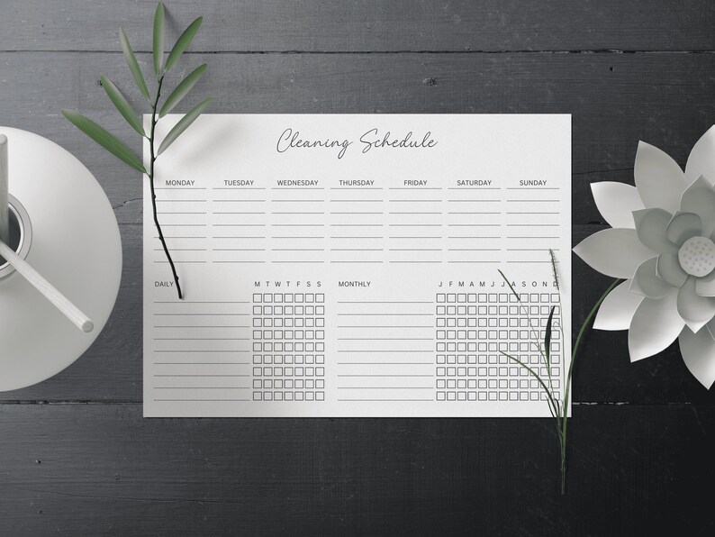 Printable Cleaning Schedule Daily, Weekly, Monthly Cleaning Checklist ...