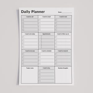 Daily Planner PDF | Printable Brain Dump Organizer ADHD Friendly | A4 & US Letter | To-Do List, Reminders, Notes, Digital Download