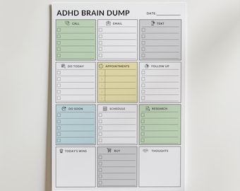 Planejador diário para TDAH para impressão: lista de tarefas, lista de verificação (A4 e PDF carta)