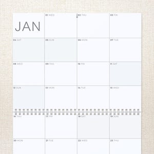 Maandplanner wandkalender 2025 | Minimalistische grote doosindeling | Spiraalgebonden en ophangbaar | 11 x 17 en 14 x 23 inch | Muurplanner 2025