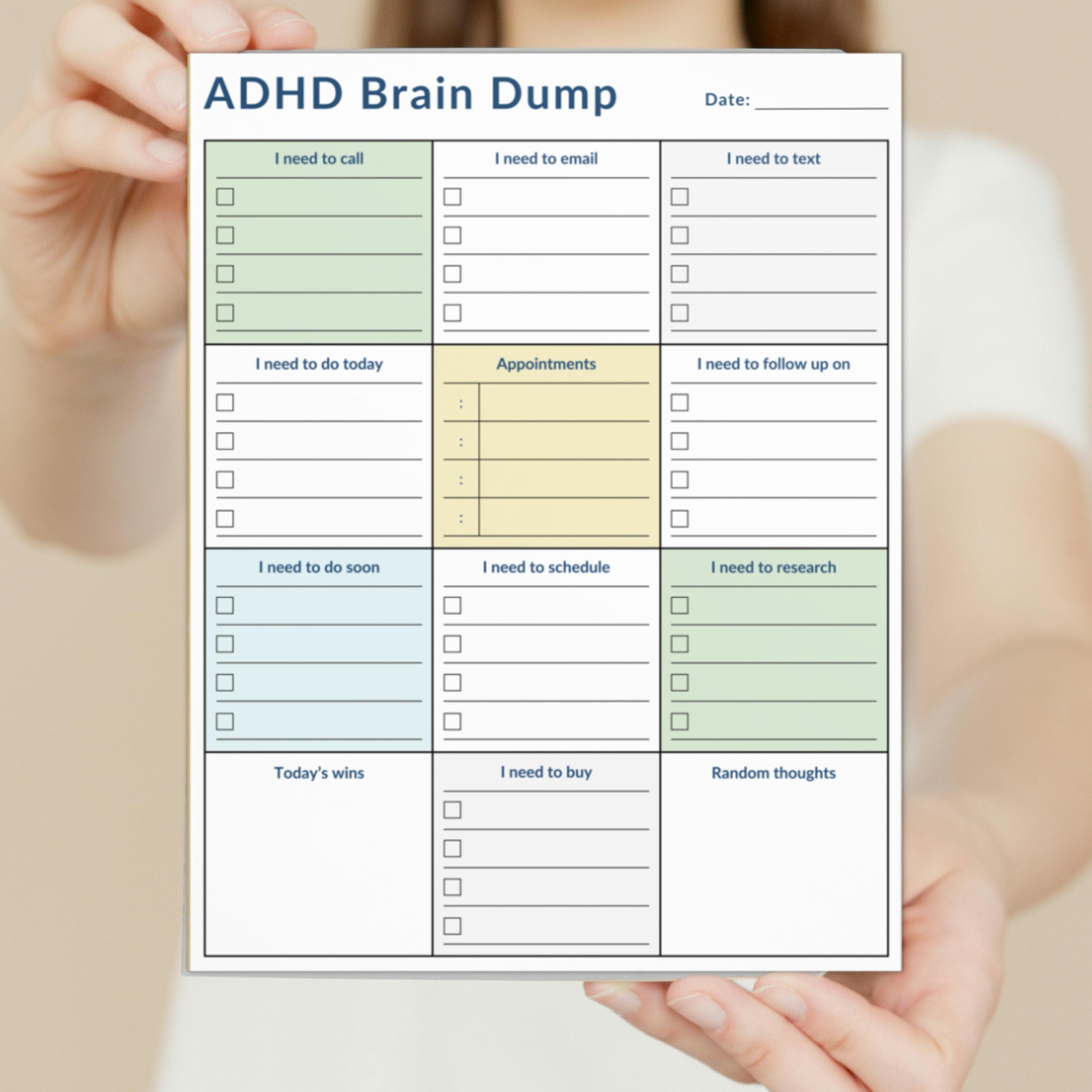 Daily Brain Dump Notepad: ADHD Mental Clarity Planner, 8.5x11 Tear-off ...
