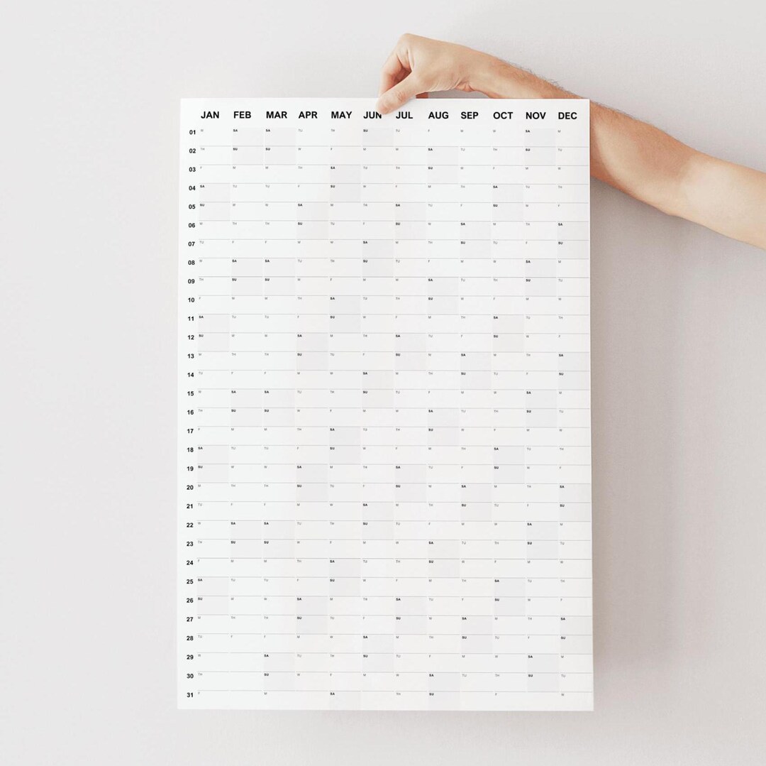 2025 Minimalist Wall Calendar Printable Large Yearly Planner PDF A0 A1 ...