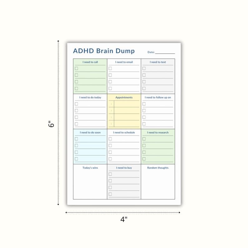 ADHD Planner Sticky Notes Pad: Daily Checklist, Brain Dump (4x6 in) image 16