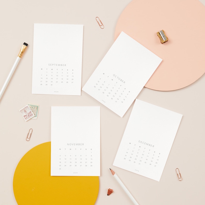 A6 Calendar Cards 2026 Printable PDF Small Monthly Planner Minimalist ...