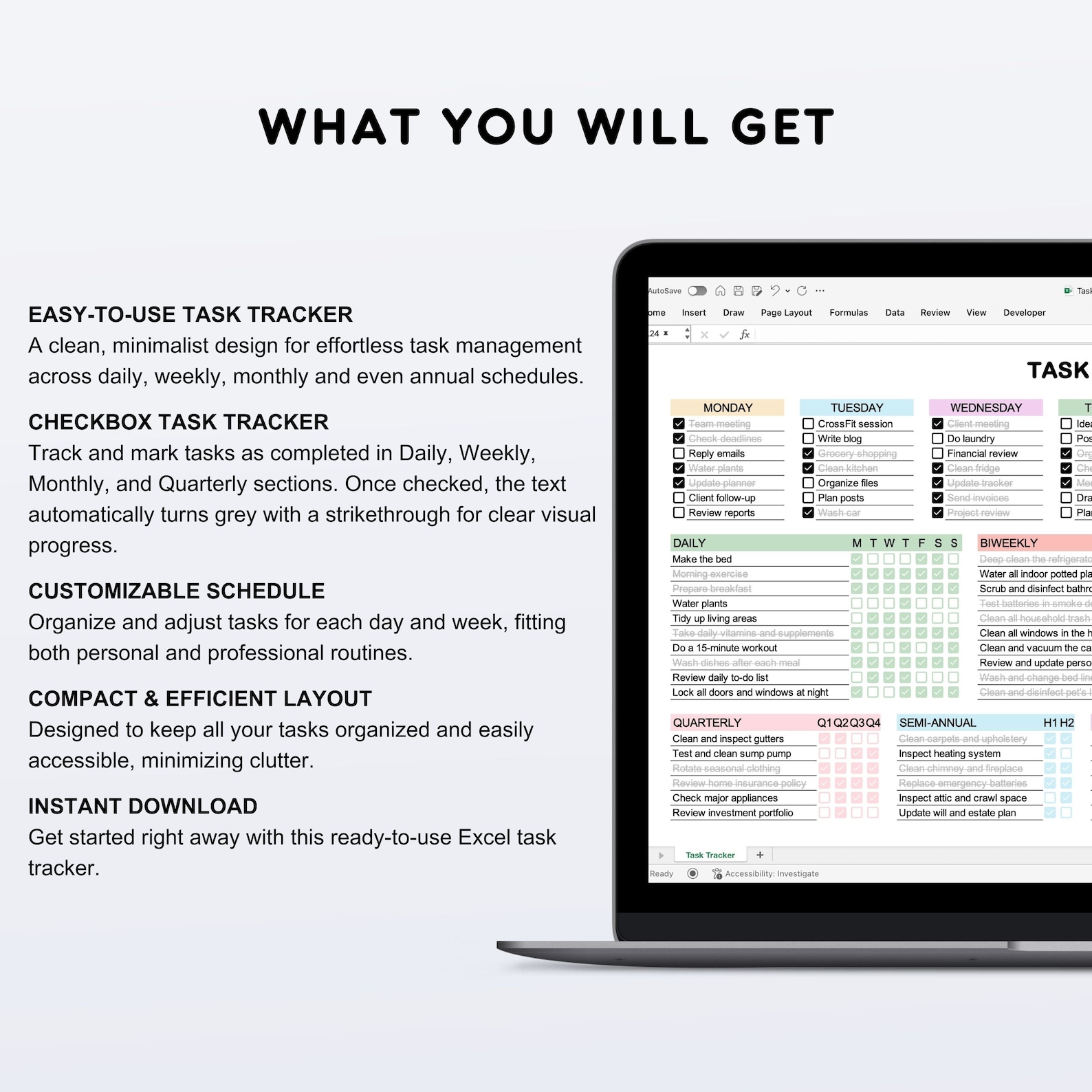 Excel Task Tracker Template: Daily, Weekly, Monthly (digital Download ...