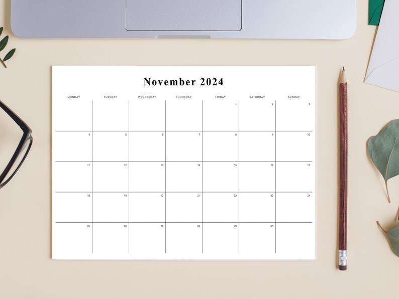 2024 Printable Monthly Calendar 2024 PDF Monthly Planner 2024 A4, A3