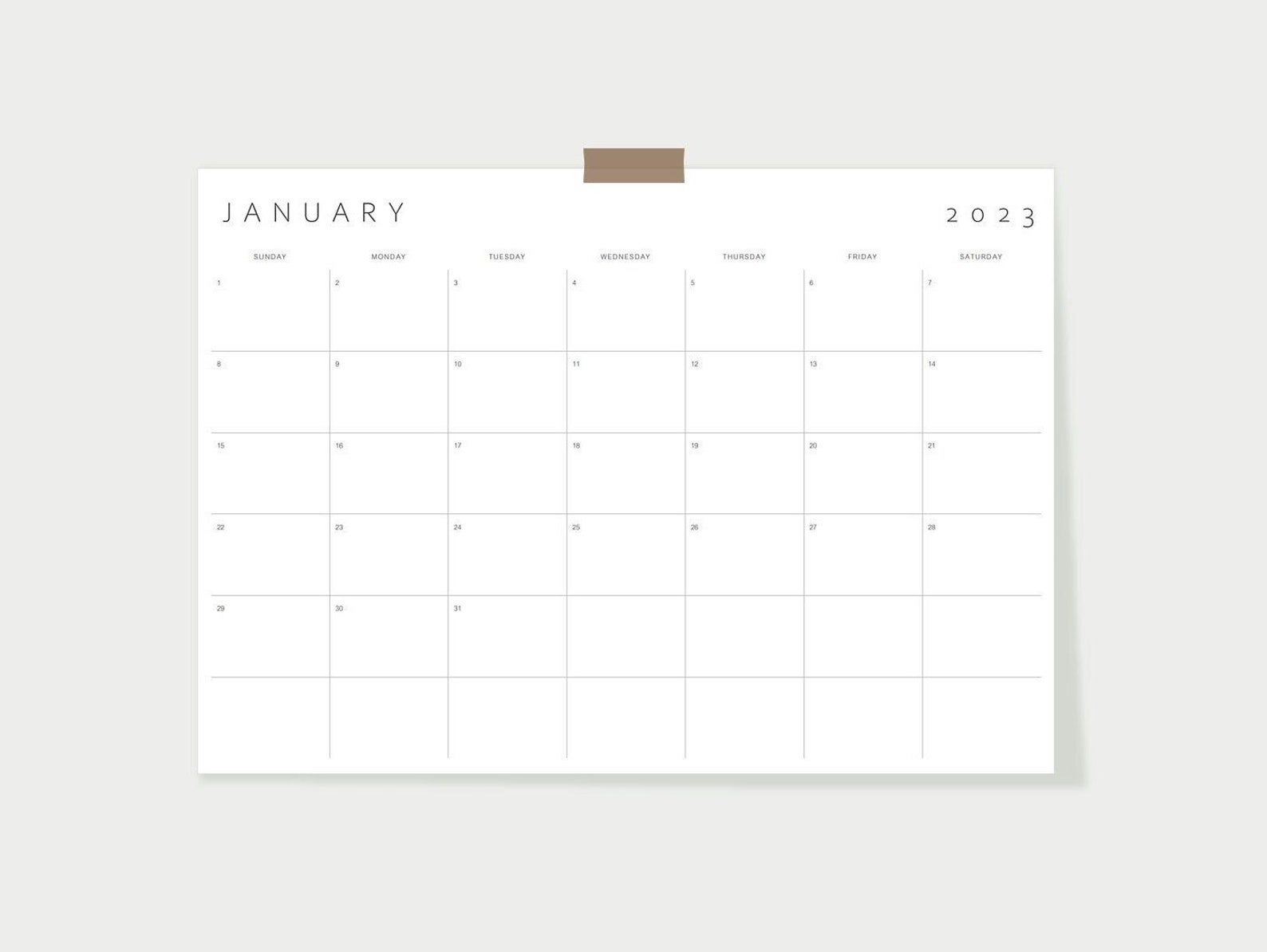 Printable Calendar 2023 Monthly Planner 2023 A3 Etsy