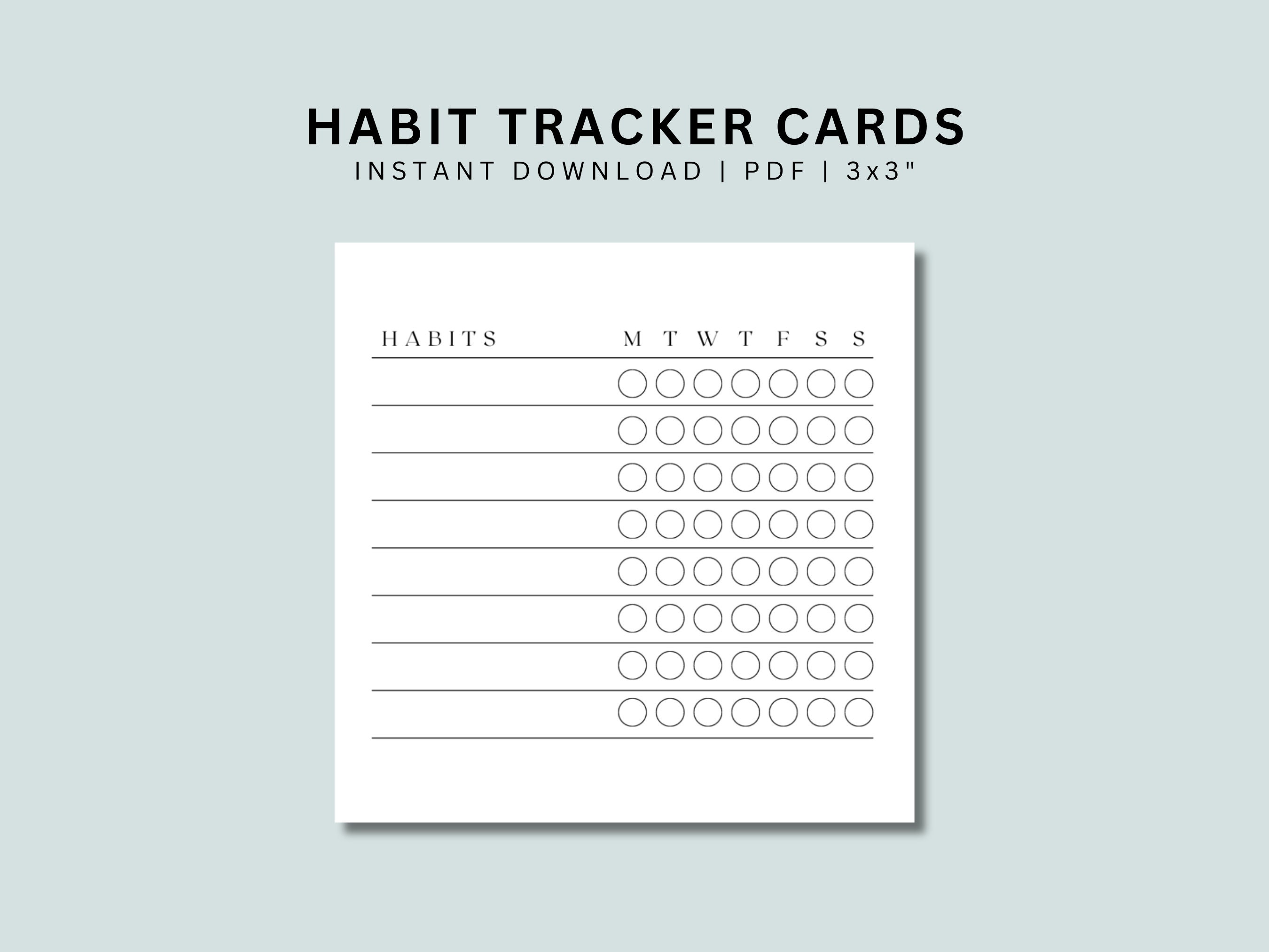 Tracker Cards.pdf Printable Habit Tracker Cards 3x3 Inches Weekly Daily Goals Memo Cards ...