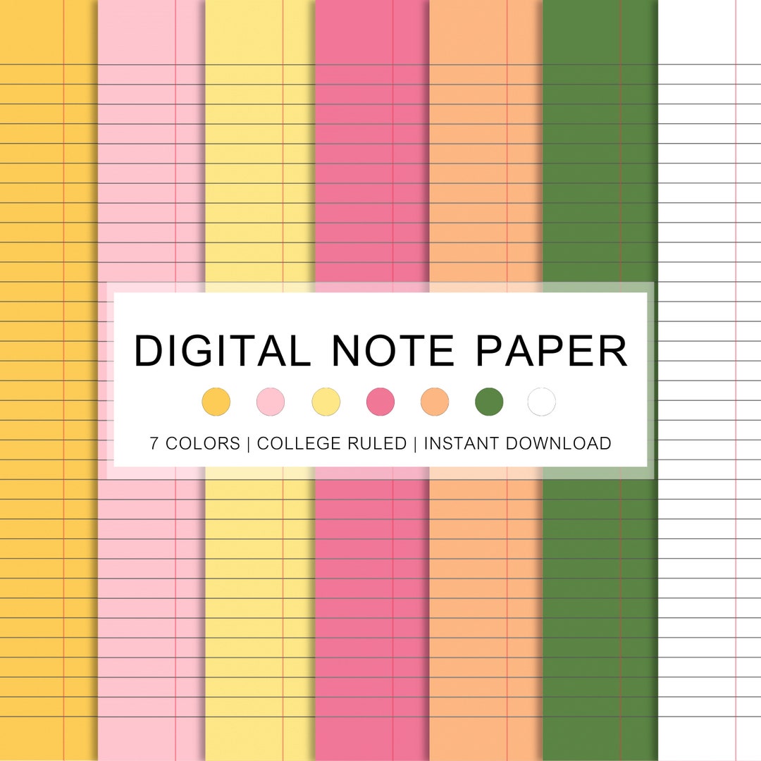 Spring Colors Digital Lined Paper: College Ruled Notebook (PDF Download ...
