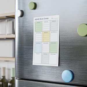 4x6-inch sticky notes pad with a brain dump section, appointments, tasks, and calls, displayed isolated on a white background, highlighting its design.