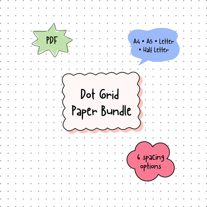 Printable Dot Grid Paper Bundle: A4, A5, Letter Sizes (PDF Download ...