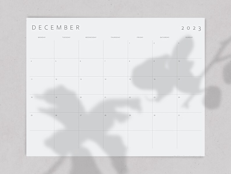 Printable Calendar 2023 Monthly Planner 2023 A3 A2 Wall Etsy