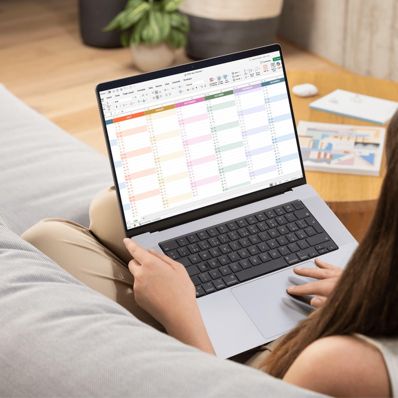 Colorful 2026 year planner Excel template with monthly overview and editable cells for project planning and productivity