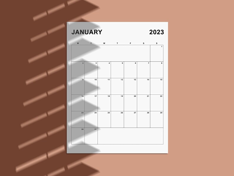 Printable 2023 Calendar Monthly Planner 2023 A4/ Letter Etsy